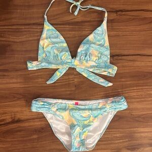 Victoria's Secret M/L Set Yellow and Blue Paisley Bikini